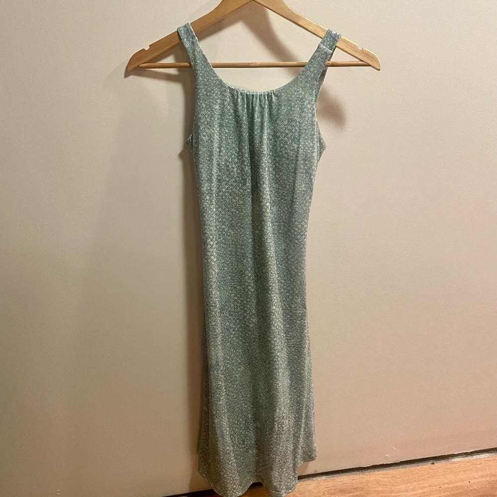 Prana Skypath Dress. Blue and Grey print. XS